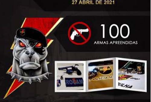 BPRp/ROTAM atinge a marca de 100 armas de fogo apreendidas em 2021