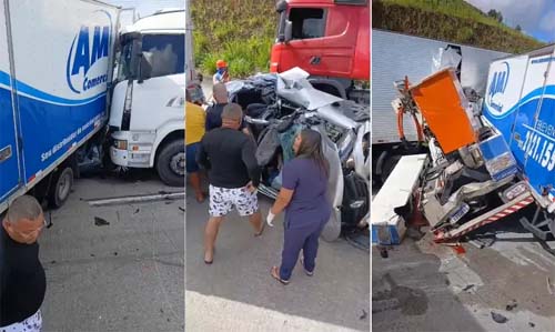 Tragédia na BR-101: colisão entre caminhões e carro deixa vítimas presas às ferragens em Alagoas