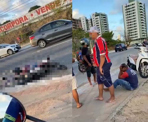 Motociclista morre após acidente com caminhão na Av. Josepha de Mello; sobrinho fica ferido