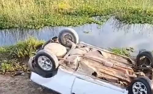 Motorista perde controle do veículo e cai de ponte em Batalha