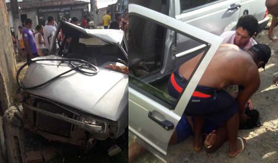 Três pessoas ficam feridas após colisão entre carro e casa no Benedito Bentes