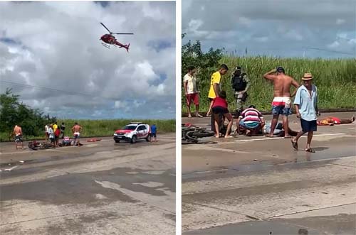 Passageiro de motocicleta morre após colisão com carreta na BR-101