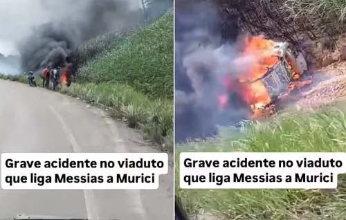 Incêndio e Capotamento na BR-104 em Messias Mobilizam Operações de Resgate