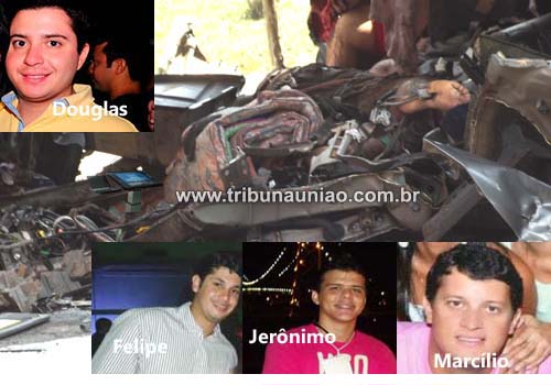 Colisão entre caçamba e Honda Civic no km. 64 da BR-104 (zona rural de Murici) deixa quatro mortos