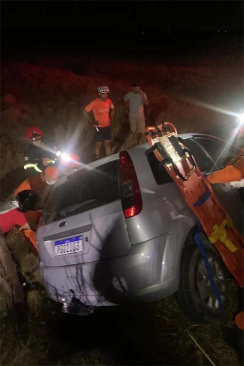 Carro capota e quase cai em ribanceira na BR-316, em Palmeira