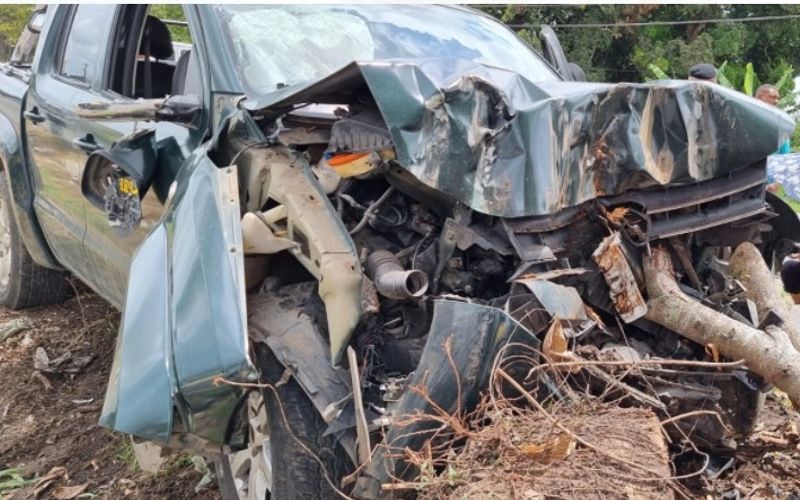 Caminhonete colide com árvore e deixa motorista ferido na BR-104