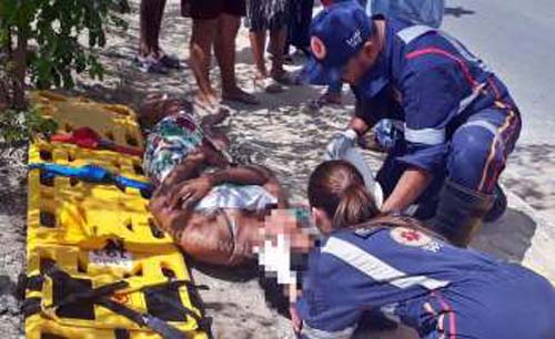 Gestante precisa ser socorrida após sofrer acidente com moto na “ladeira da morte”