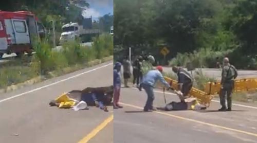 Três pessoas ficam feridas após saltarem de caminhão com falta de freios na BR 101 em São Miguel dos Campos