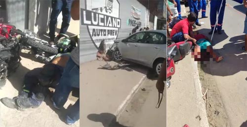 Policial Militar fica gravemente ferido em acidente envolvendo carro e duas motocicletas em Maceió