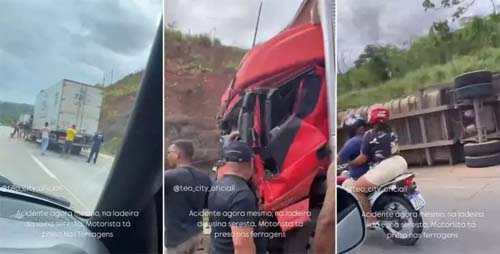 Colisão entre caminhões deixa uma pessoa morta na BR-101, em Alagoas