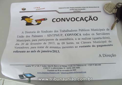 Sindicato convoca trabalhadores da Prefeitura de União para uma assembléia da categoria e não descarta a possibilidade de greve geral