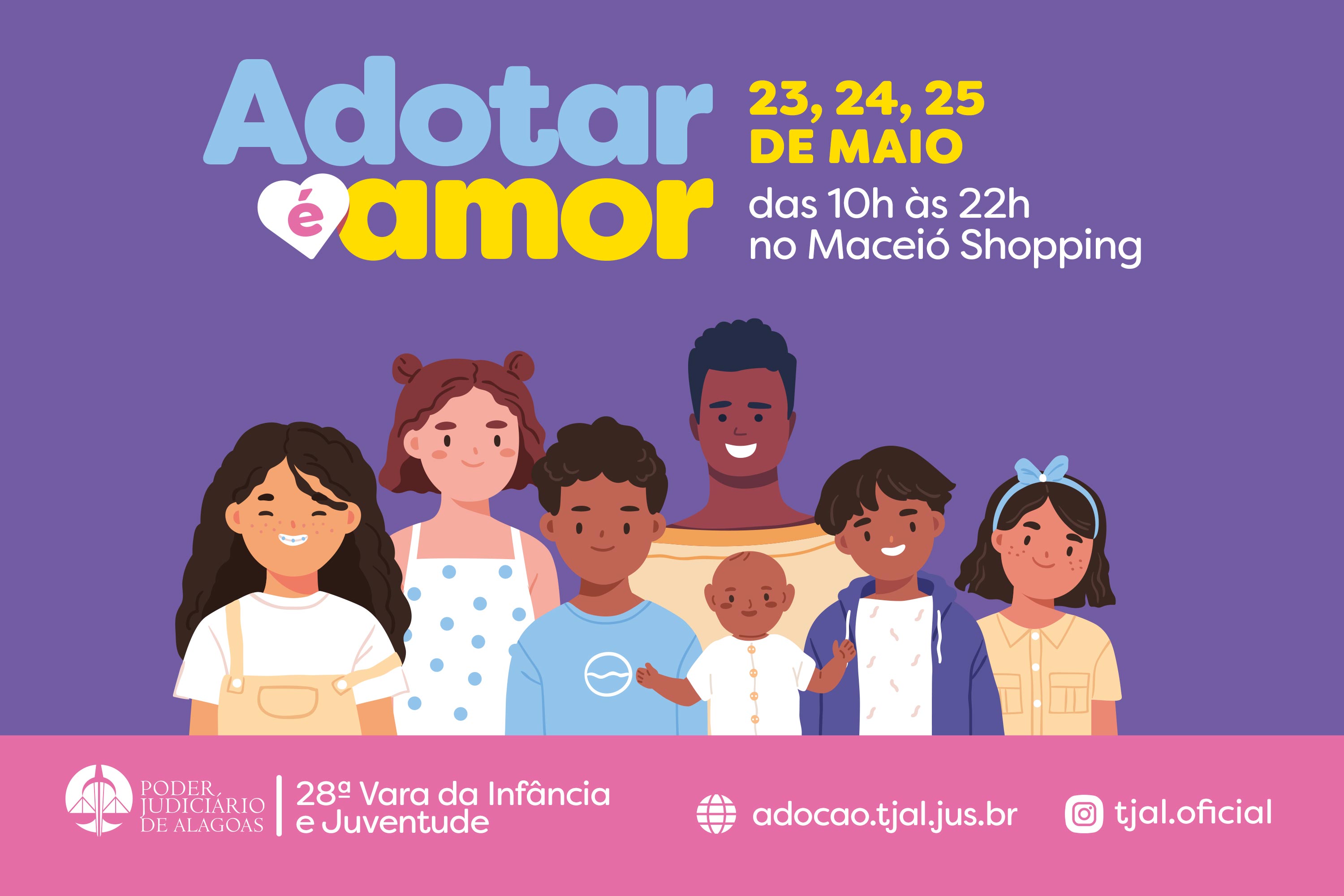 TJAL promove Encontro de Adoção no Maceió Shopping dias 23, 24 e 25/05