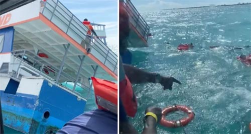Balsa com mais de 100 turistas naufraga nas Bahamas; uma pessoa morreu
