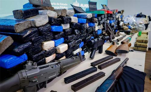Alagoas registra aumento na apreensão de drogas e armamentos em 2025 com mais de 2,8 toneladas e 1.655 armas removidas do comércio