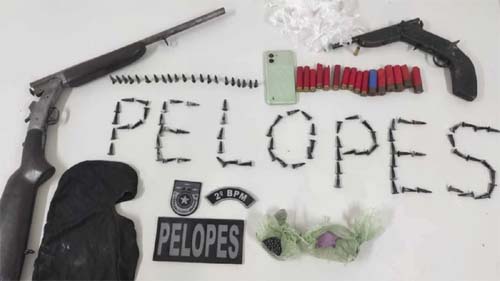 PM apreende arsenal e drogas em operação no município de Branquinha