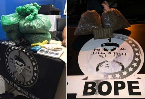 BOPE apreende aproximadamente seis quilos de maconha, enquanto que o BPRp retira três armas de circulação