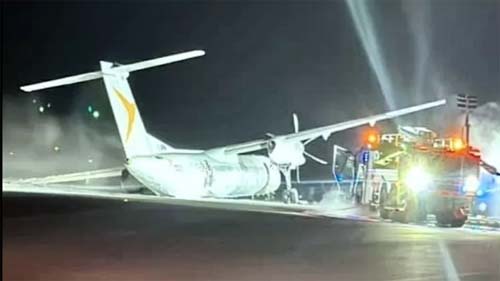 Avião pega fogo após pouso forçado no Canadá passageiros nãlo se feriram