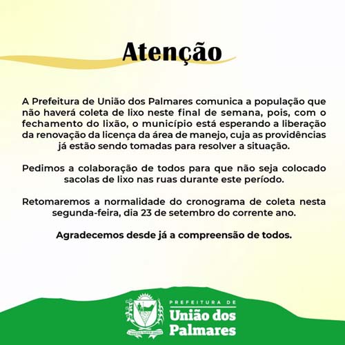 MP interdita área de transbordo do lixão em União dos Palmares e coleta pode ser afetada