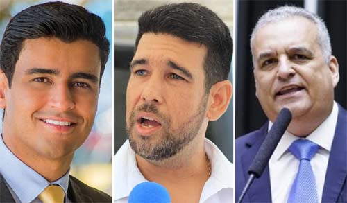 Com JHC e Alfredo Gaspar ao seu lado, Bruno Lopes tenta diminuir a vantagem de Júnior Menezes nas pesquisas.