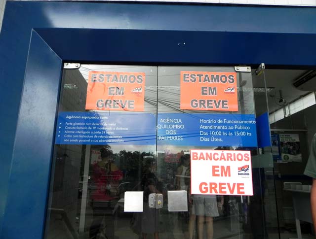 Greve paralisa as três agências bancárias em União dos Palmares