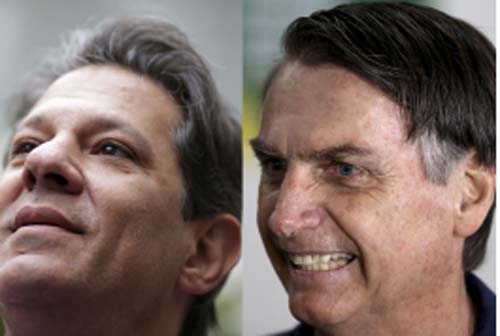 Bolsonaro tem 59% das intenções de voto; Haddad, 41%, diz BTG/FSB