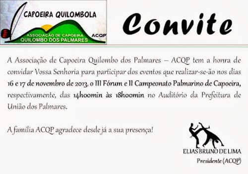 Associação de Capoeira Zumbí dos Palmares promove hoje e amanhã eventos em União dos Palmares