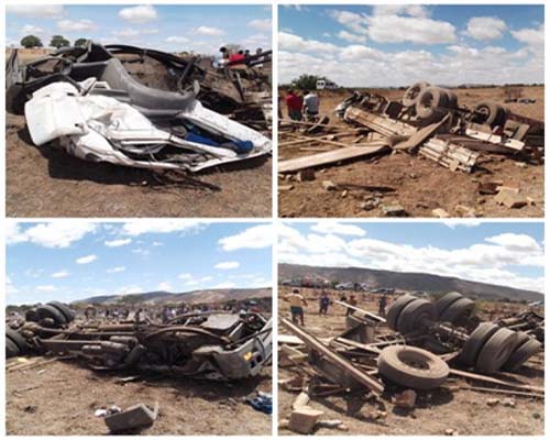 Caminhão tomba na Serra das Pias, deixa duas pessoas mortas e outra ferida