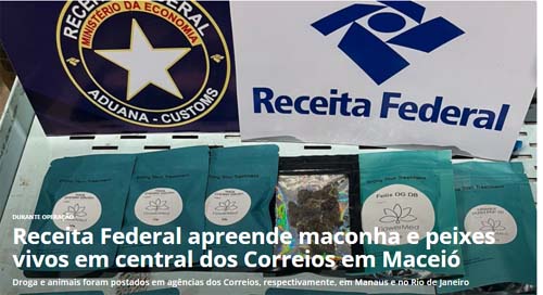Receita Federal apreende maconha e peixes vivos durante operação