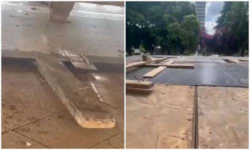 Vândalos partem ao meio cruz do espetáculo 'A Paixão de Cristo' em Passos