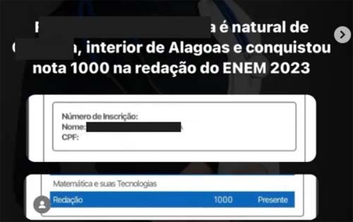 Alagoana é acusada de fraudar nota 1000 no Enem