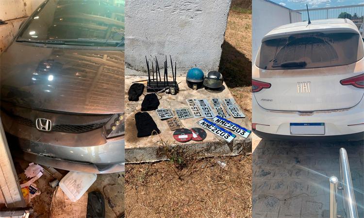 Polícia Civil prende homem, localiza desmanche e apreende arma, veículos e placas