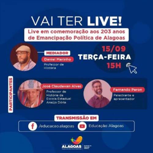 Seduc vai realizar live em comemoração aos 203 anos de Emancipação Política de AL