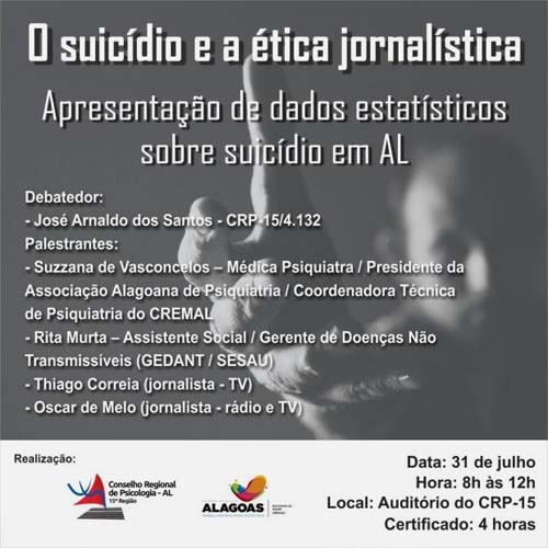 “O suicídio e a ética jornalística” em debate na quarta-feira