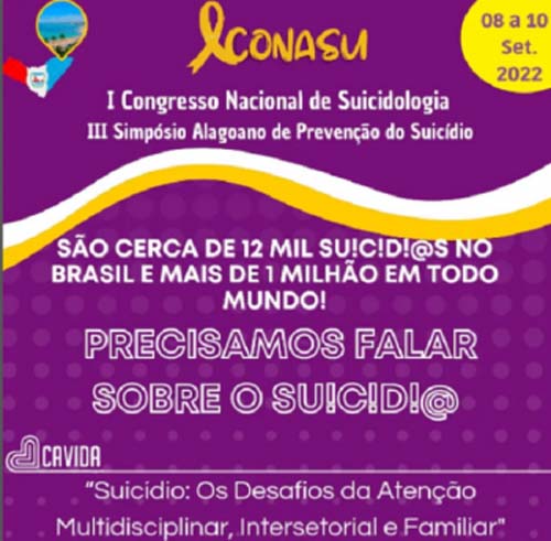 Maceió sedia I Congresso Nacional de Suicidologia e III Simpósio Alagoano de Prevenção e Posvenção do Suicídio