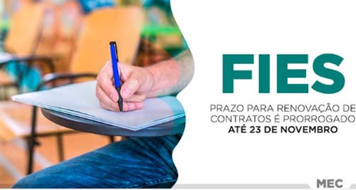 Estudantes com financiamento do Fies devem fazer o aditamento até 30 de novembro