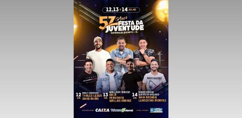 Prefeitura de Santana do Ipanema divulga atrações musicais da 57ª Festa da Juventude