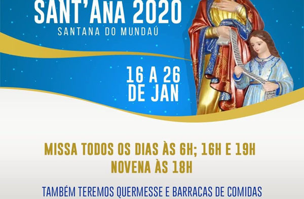 Festa Da Padroeira De Santana Do Mundaú Iniciará Dia 16 Com Vasta Programação