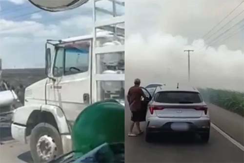 Fumaça proveniente de incêndio florestal provoca colisões na rodovia BR-316 em Atalaia