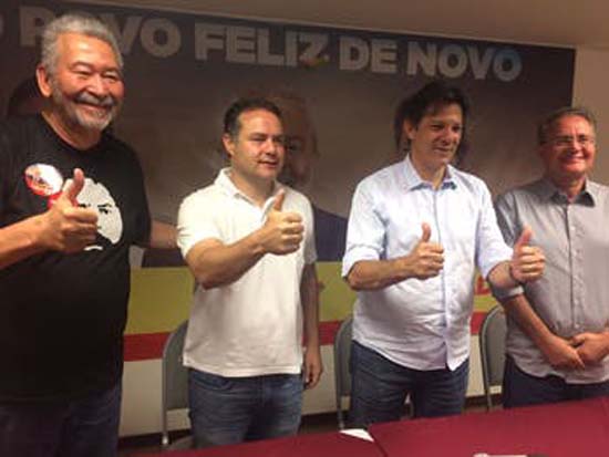 Ainda na condição de vice, Haddad traz recado de Lula para os Calheiros e diz que, se houver mudanças, será amanhã