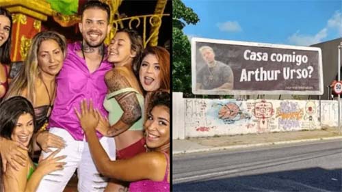 Homem casado com seis mulheres recebe pedido de casamento em outdoor