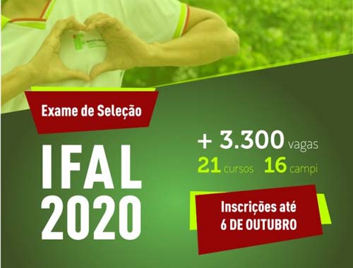 Ifal abre mais de três mil vagas para seleção de estudantes para os cursos técnicos