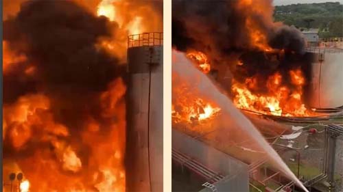 SC: incêndio de grande proporção atinge distribuidora de combustíveis