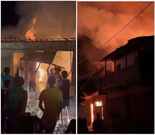Casa usada como depósito de loja fica destruída após incêndio em São José da Laje