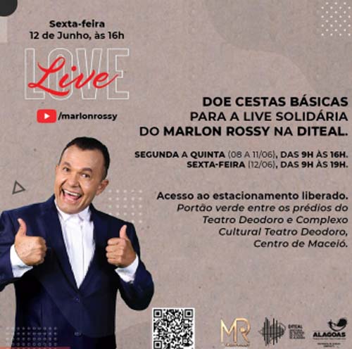 Covid-19: Diteal se torna ponto de arrecadação de cestas básicas para live solidária do humorista Marlon Rossy