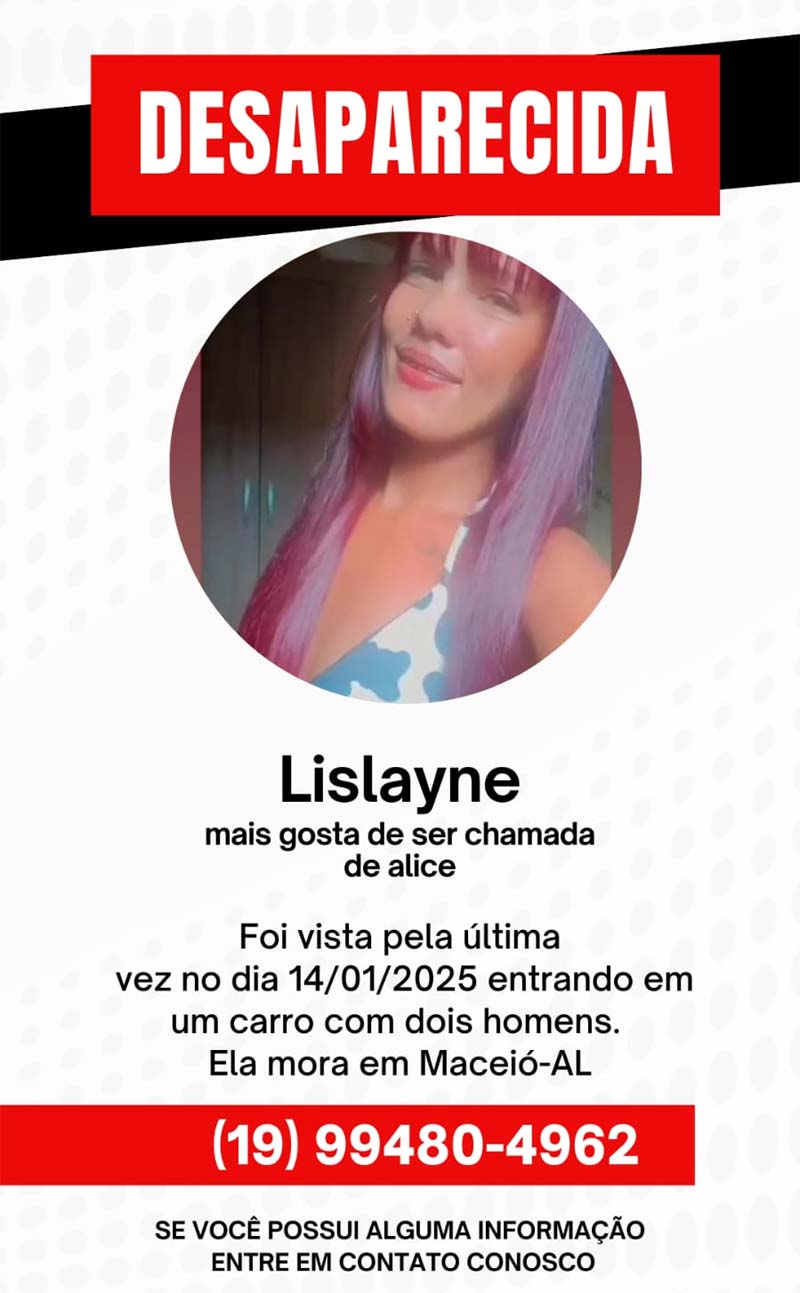 Família Busca por Jovem Desaparecida Há Mais de um Mês em Maceió