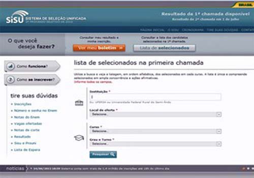 MEC divulga a lista de aprovados no Sisu do meio do ano