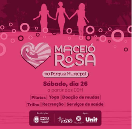 Maceió Rosa leva yoga, pilates e recreação ao Parque Municipal no sábado, 26