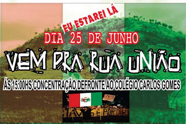 União vai realizar protesto pacifico na proxima terça feira, diz blog