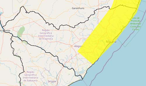 Inmet emite alerta de fortes chuvas para 45 cidades de Alagoas