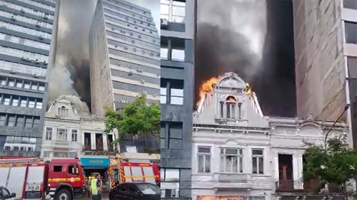 Incêndio atinge imóveis históricos na região central de Porto Alegre